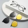 New Polarized Flat Top Square Metal Frame Men Sunglasses Suit Magnetite Separating Women Anti Blue Light Glasses UV400 Eyewear