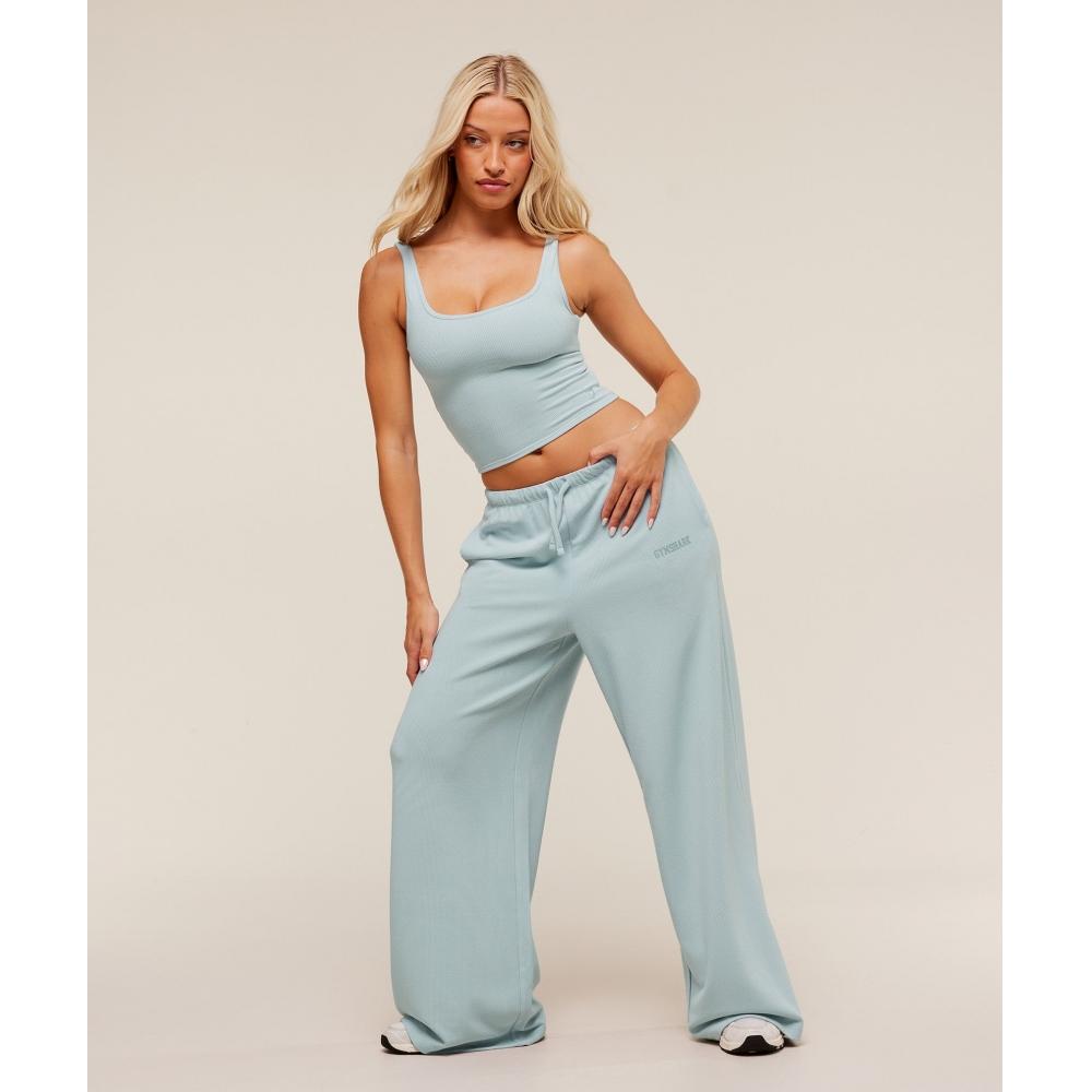 Gymshark Waffle Cropped Tank Smoke Blue B3b2g Udr3