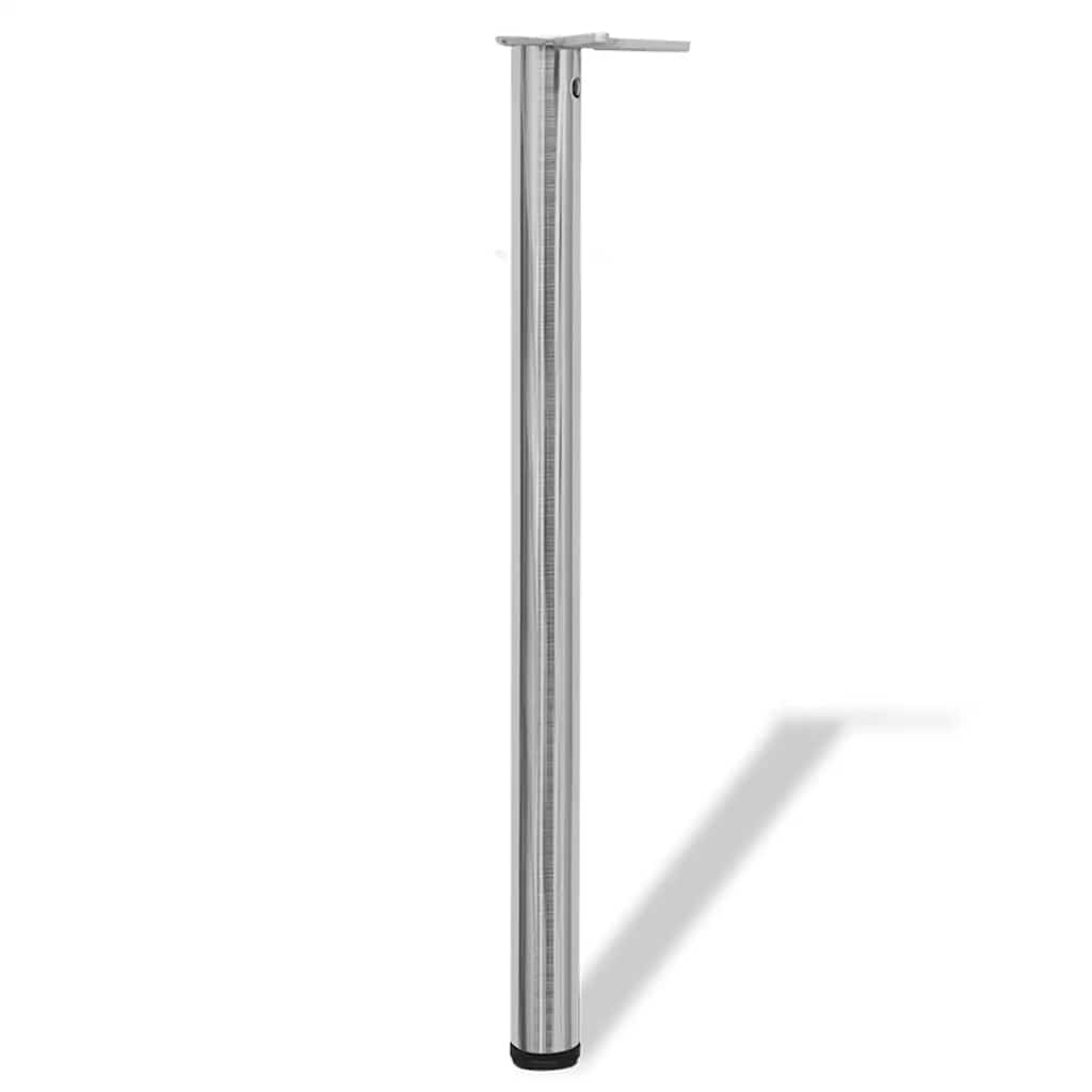 4x Height Adjustable Table Leg Brushed Nickel 870 mm