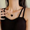 Collana Sexy Europea e Americana con Ciondolo a Cuore di Pesca Nero in Acciaio Inossidabile per Ragazza Accessori Collana Sexy per Donna Regalo