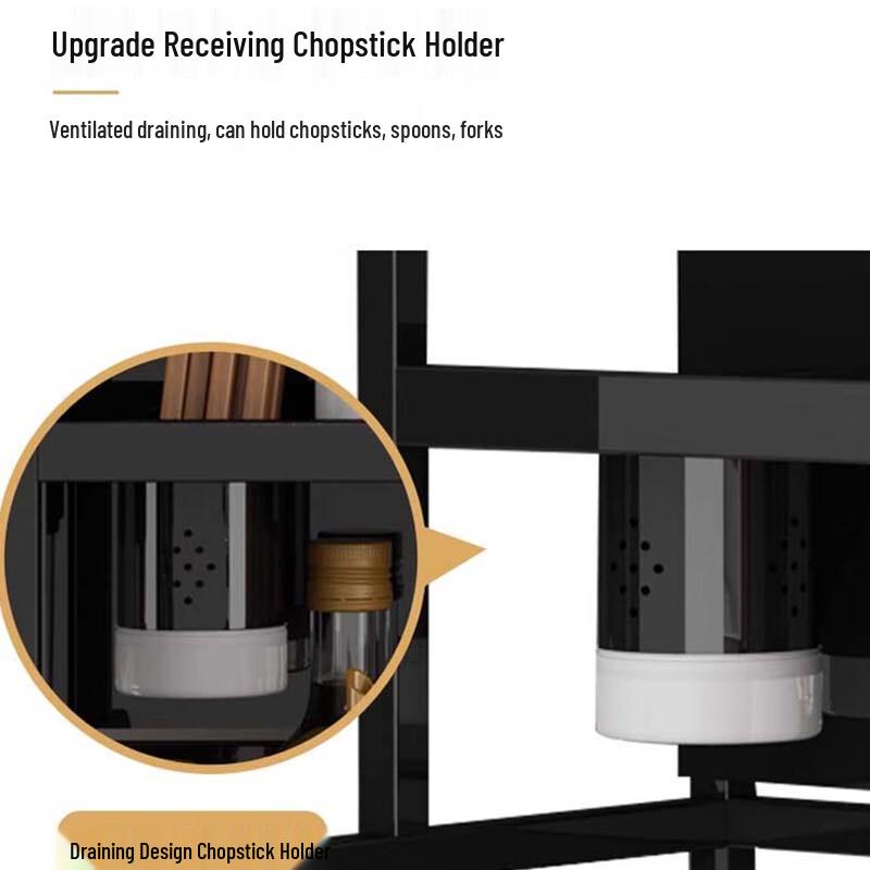 Black Double Layer Stainless Steel Kitchen Storage Rack
