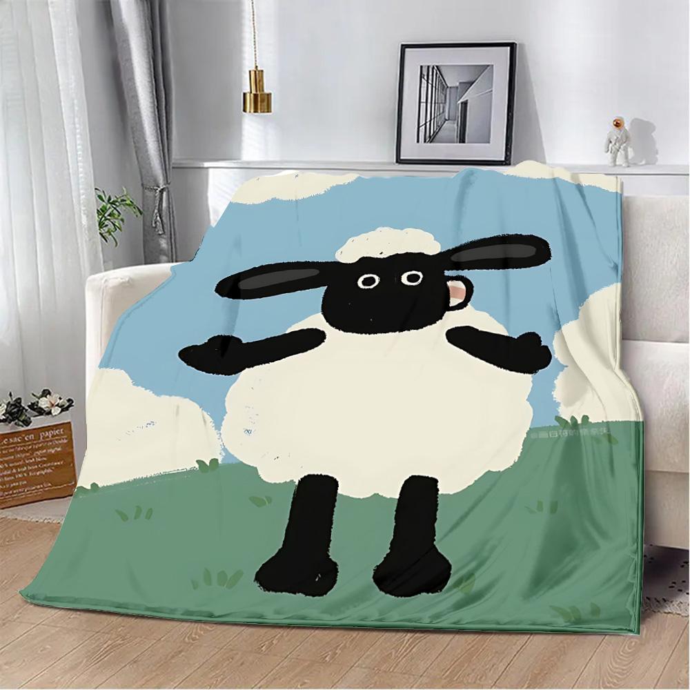 

Cartoon the Sheeps Printed Blanket Picnic Blankets Warm Blanket Soft and S-shauns Comfortable Blanket Home Travel Birthday Gift 80x60in