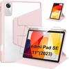 Case + Tempered Glass for Xiaomi Redmi Pad SE 11", 360° Rotating Shockproof with Stylus Holder - Pink