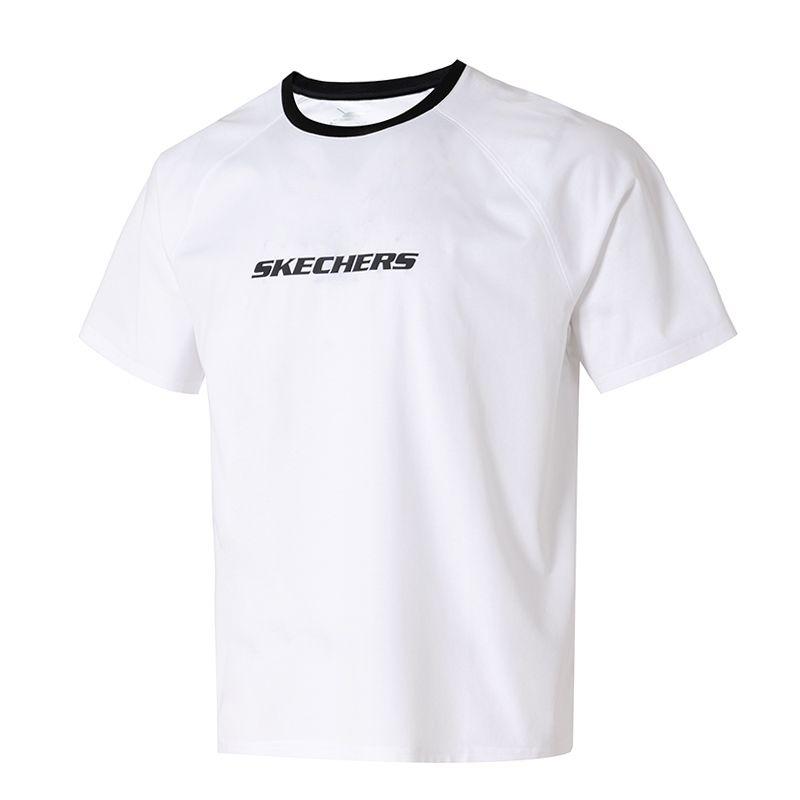 Skechers Fashion Sports Series Breathable Casual Short Sleeve T-Shirt Unisex tops Bright-White P225U118-0019 S