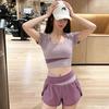 Women's Color-Blocked Slimming Yoga Set: High-Waisted Anti-Exposure Shorts, Quick-Dry Breathable Two-Piece for Pilates Training