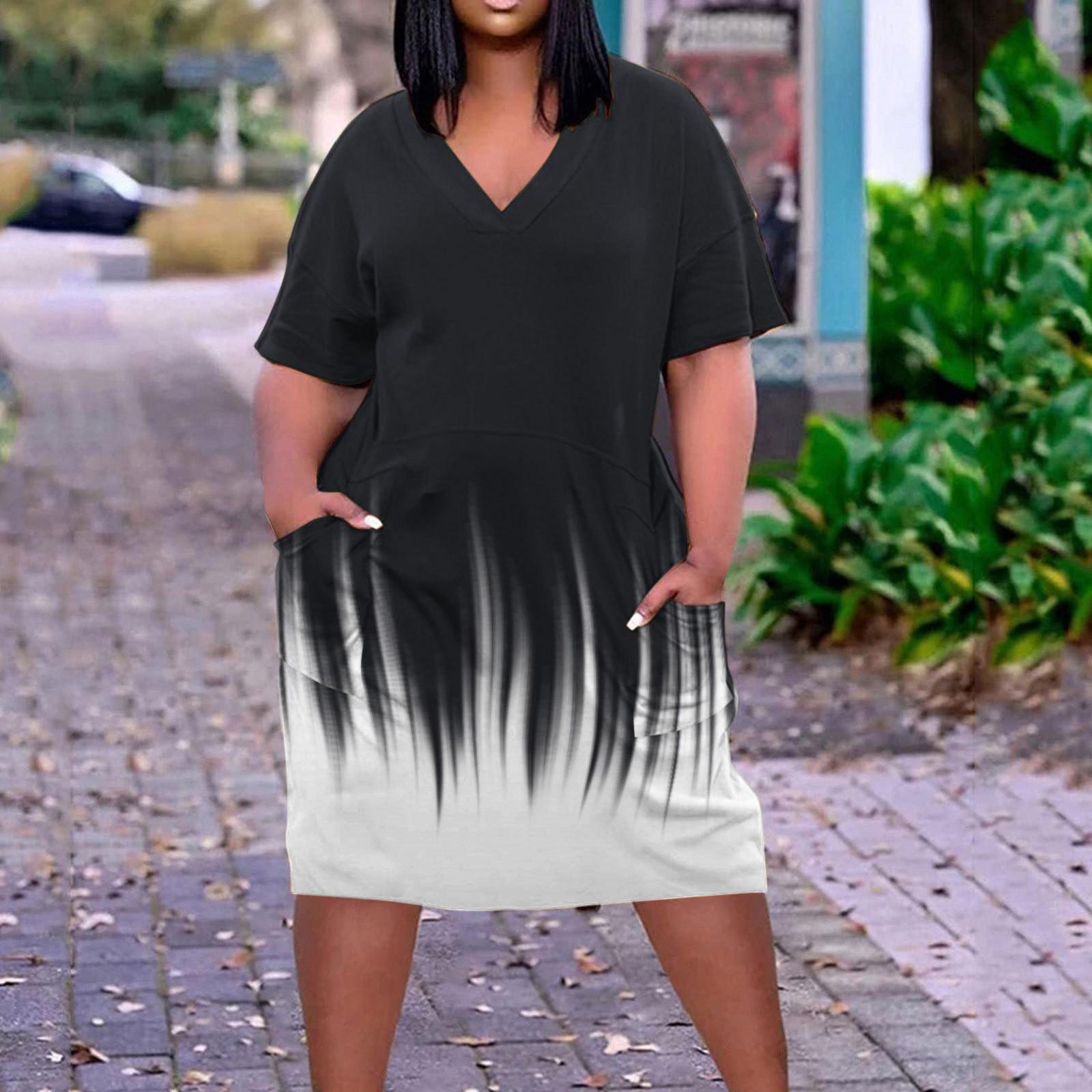 Женское платье с V-образным вырезом и коротким рукавом. Летние платья. Платье-рубашка — фото 7