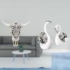 Tribal Bull Head Sculpture And Swan Figurines Wall Hanging Art for Office Farmhouse Bedroom Living