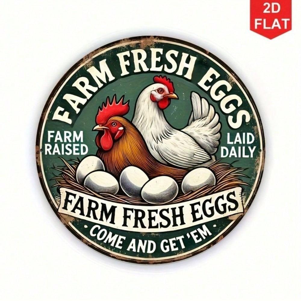 Vintage Ekul Farm Fresh Eggs Tin Sign Retro Metal Wall Decor for Kitchen Bar