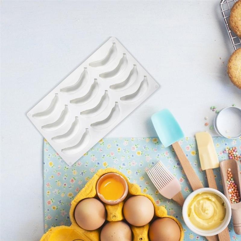 12 Hohlraum 3D Bananen Silikonform zum Backen Schokolade Mousse Kuchen Eis Dessert Gebäckform Dekorierwerkzeuge