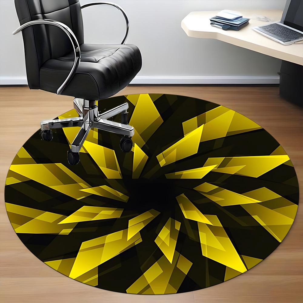 1pc Golden Crystal Carpet, Round Non Slip Durable Large Size Office Carpet, Suitable for Office