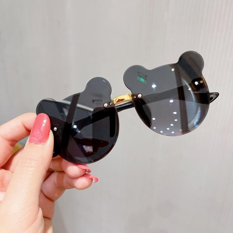 Girls Boys Cute Bear Animal Cartoon UV400 Rimless Sunglasses Children Retro Round Sunglasses Outdoor Baby Shade Glasses Eyewear