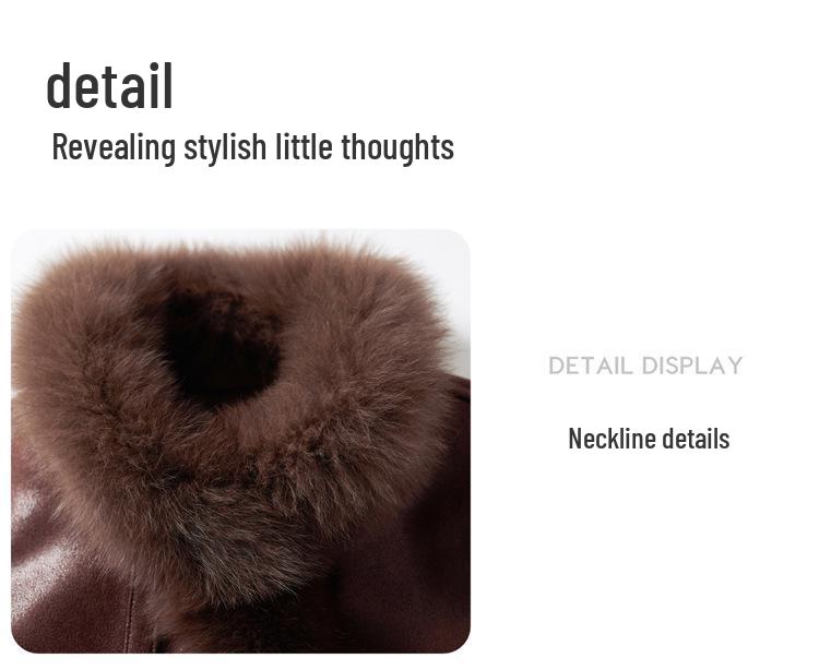 Winter 2024 Women's Young Style Fox Fur Motorcycle Suede Down Jacket YJ6896