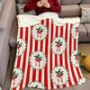 Christmas Holly Red White Stripes Flannel Blanket Warm Soft Halloween Christmas Couch Warm Cozy Decorative Decor for All Season