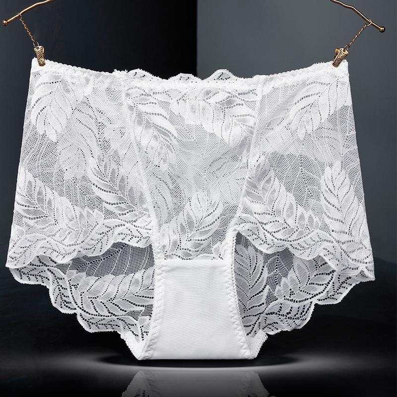 Plus Size Female Summer Hollow Lace Sexy Without Mark To Close Abdomen High Waist Triangle Briefs