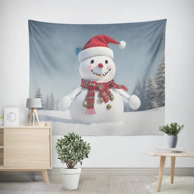 Christmas New Year Snowman Pattern Tapestry Living Room Sofa Home Decor Christmas Gift