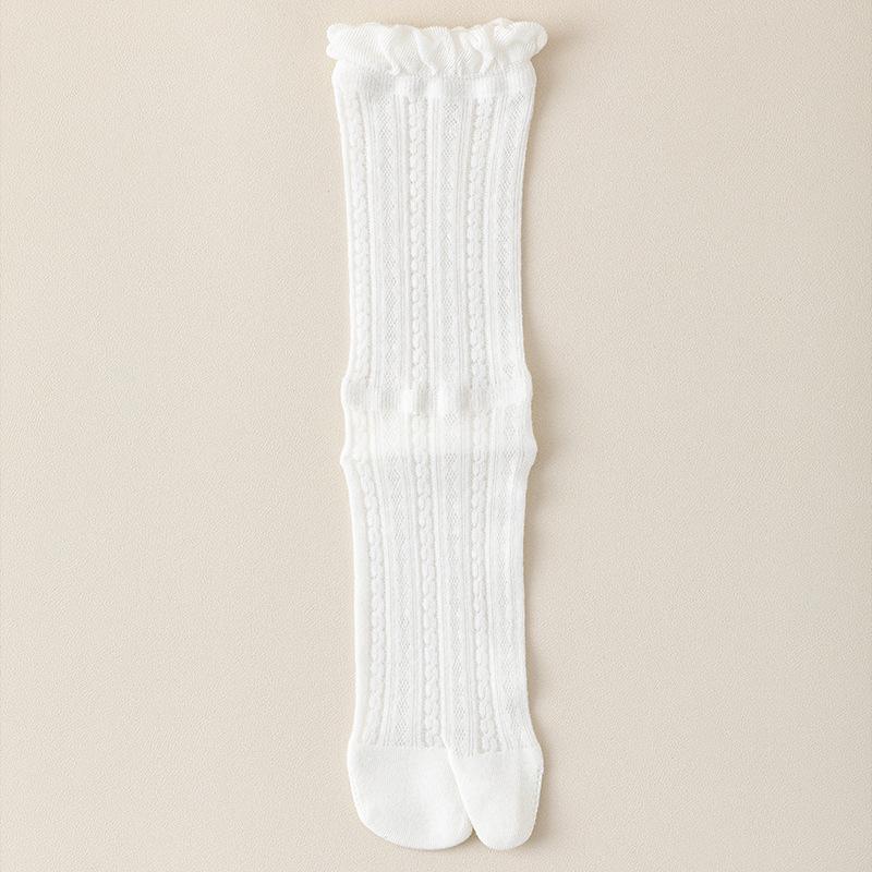 Women's Summer Cotton Mesh Boneless White Breathable Lace Two Toe Pile Socks