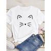 Cute Cat Print Women's T-shirt Casual Short-sleeved Blouse Summer Women's Cartoon Street Wear Y2k Clothing