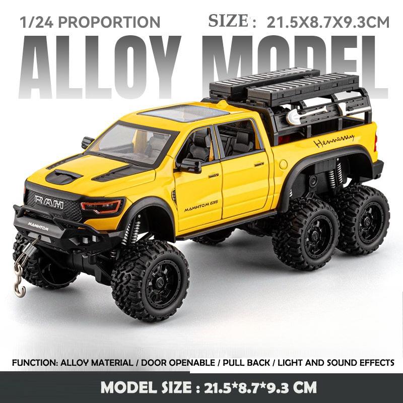 Diecast 1/24 Ram Mammoth 1000 Alloy Car Model Simulation Pickup Truck Off-road Vehicle Model Boy's Toy Collection Ornament Gift