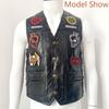 Binding Vest Leather Vest Men's Motorcycle Shoulder Four Season Cycling Clip Classic Embroidered Badge 11 Pieces of Elastic Bands Are Tied.