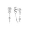 Silver Bezel Drop Chain Stud 925 Silver Earrings E075-16H