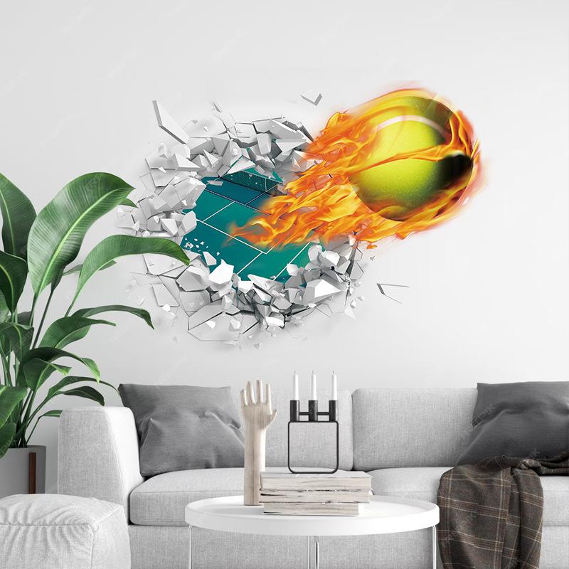 Waterproof sticker wall decal 3D tennis bedroom sticker three-dimensional wall sticker decoration sticker wall sticker