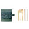 Bamboo Utensils Cutlery Reusable Cutlery Travel Set Bamboo Spoon Fork Knife Brush Chopsticks Straw Portable Utensils with Case