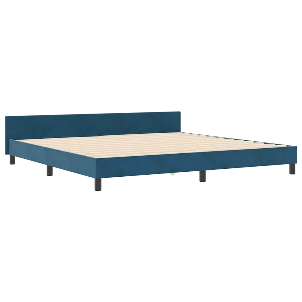 Box Spring Bed with Headboard Dark Blue 200 X 200 Cm Velvet