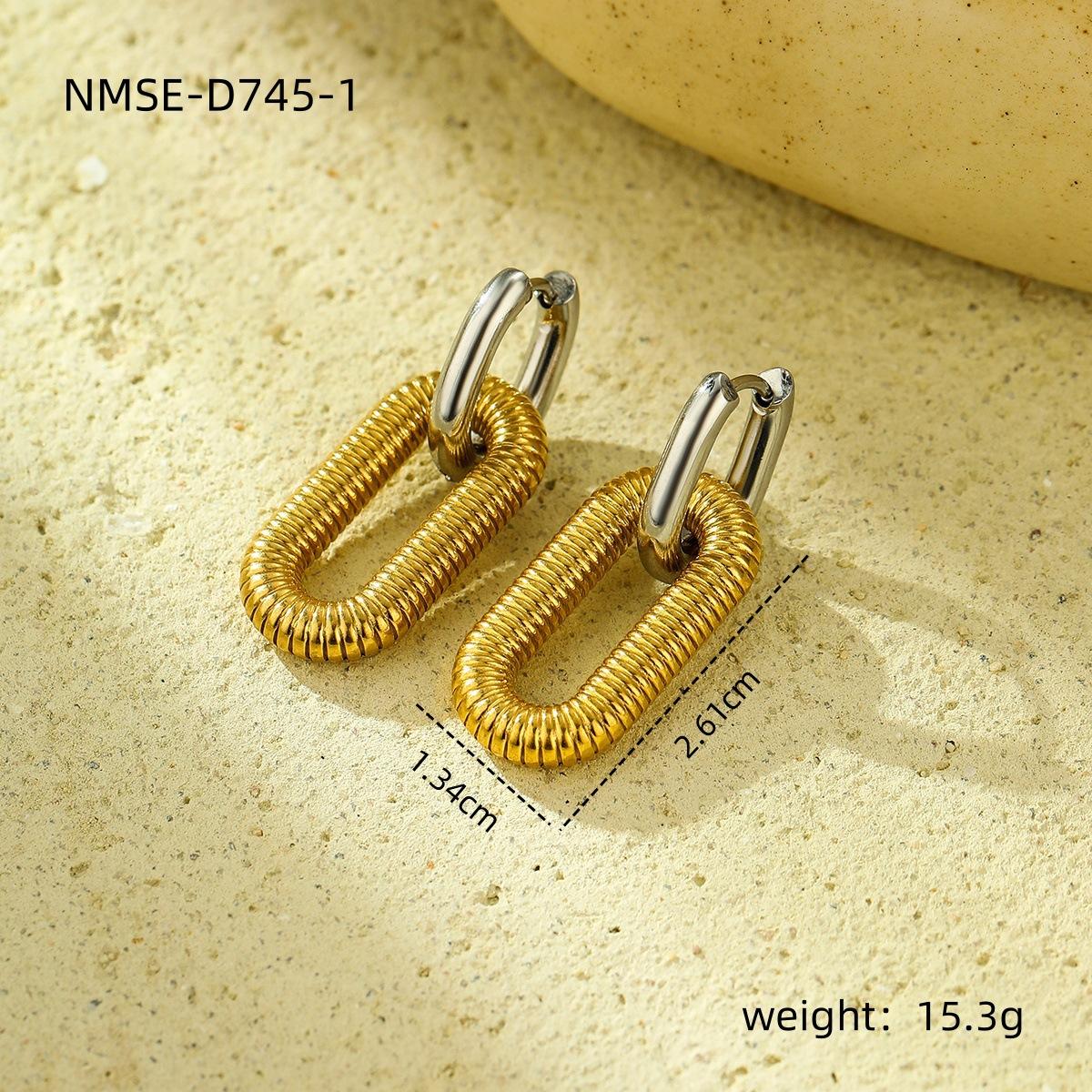 GEMCHIC Women s Fashion Textured Oval Link Stainless Steel Earrings Detachable Design
