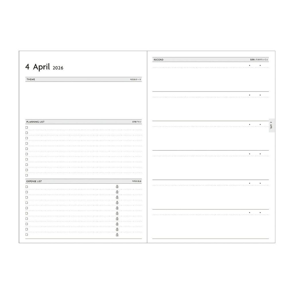 Planner Schedule April 2026 1 Page Per B6 Size EDiT 2026, Book, Start, Day, Refill, 26SDR-ETA-RFL