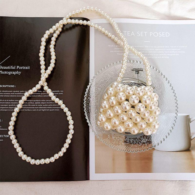 Borsa a Mano in Perle Raffinata Fatta a Mano per Ragazze - Elegante Mini Borsa a Tracolla
