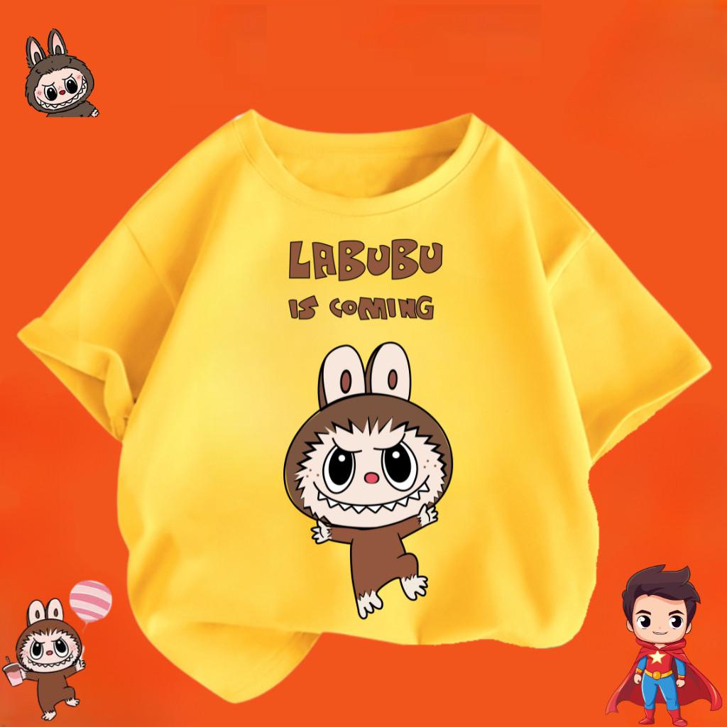 Children's Labubu T-shirt Cartoon Print Girl Short Sleeved Round Neck Top New Fashionable Loose T-shirt