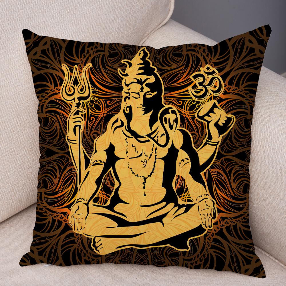 Indischer Gott Ganesha Kissenbezug Bunt Psychedelischer Kunstdruck Weiche Leinen Yoga Raum Heimdekoration Kissenhülle