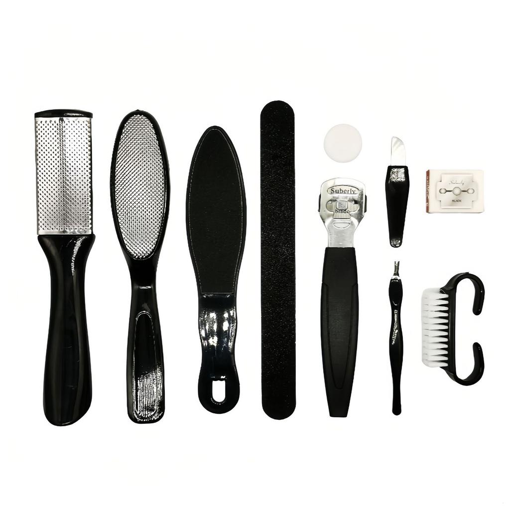 10 in 1 Pediküre Werkzeuge Fußfeile Saubere Fußpflege Fußmassagegerät Anti-Ballenzehen Peeling Exfolierend Schwielen Tote Haut Schrubbbürste