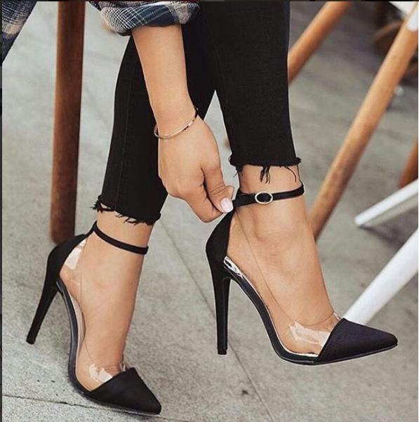 European and American New High-heeled Pointed Color Matching Belt Buckle Fashionable Women's Single Shoes DP