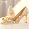 Fashion 2025 New Spring And Autumn Bridal Wedding Shoes Rhine-shaped High Heels Female Stiletto Crystal Pumps