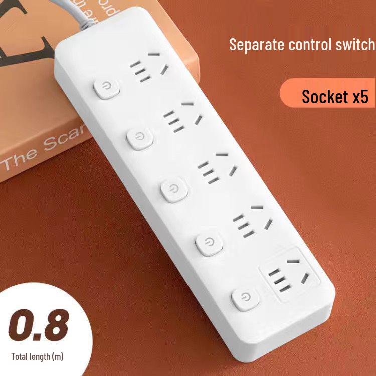 Office USB Power Strip with Multifunctional Sockets and Separate Controls, Long Cord