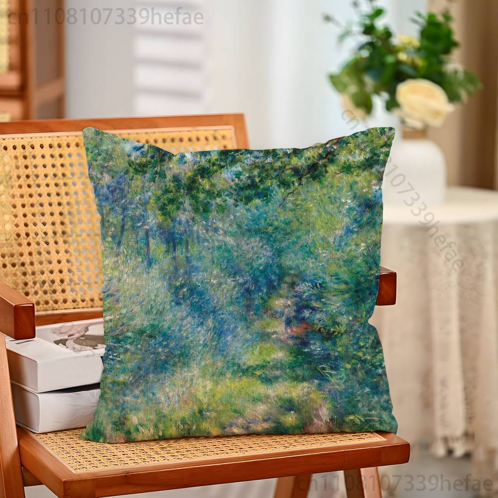 Pierre AAuguste RRenoir Funny Pillow Case Antidustmite Pillowcase Invisible Zipper Silky Short Plush Sofa Cushion Cover