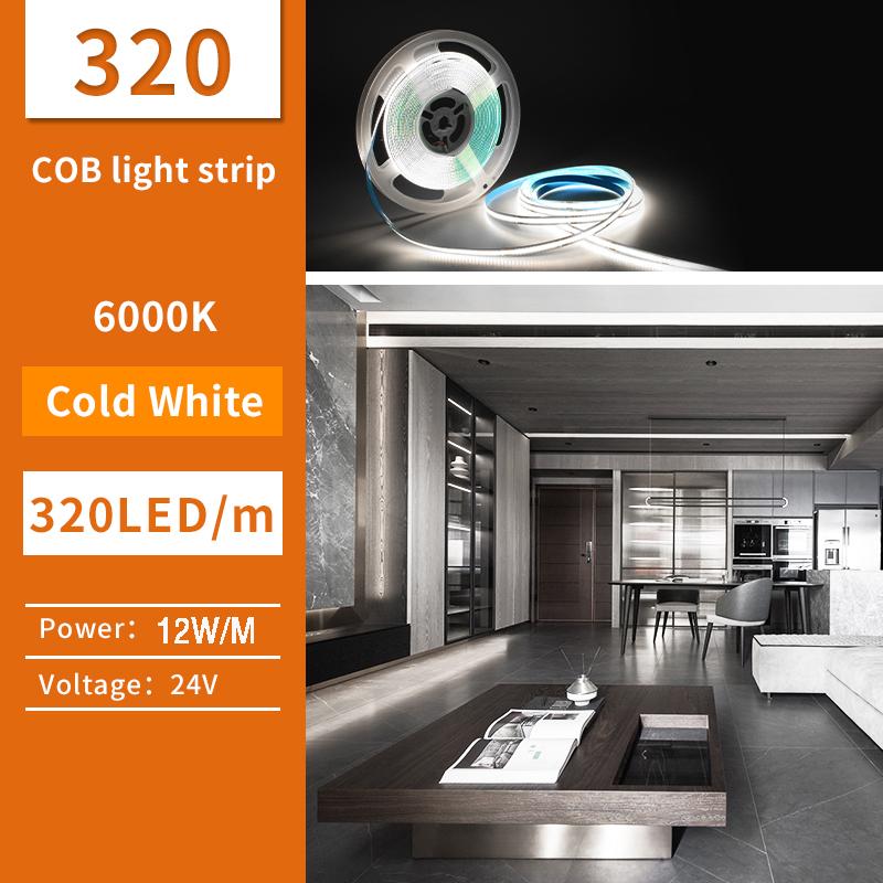 5m/10m/Lot FCOB LED Strip Lights High Density Flexible COB DC24V RA90 Bule Red Green Pink 3000K 4000K 6000K LED Tape Decoration