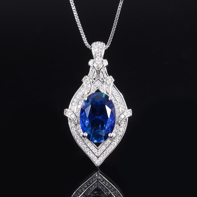 Tiktok Live TV Hot Caibao Retro Imitation Emerald Pendant New Product Temperament Noble Red Corundum Necklace