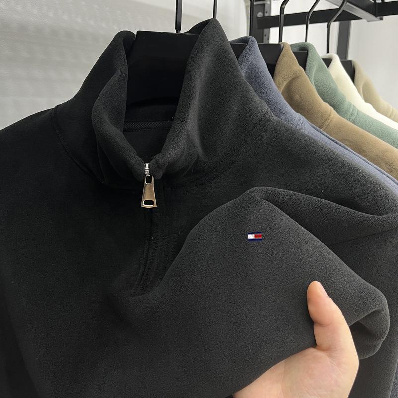 Tommy Herren Polarfleece Reißverschluss Hoodie - Herbst/Winter Sherpa Jacke, Warmer Pullover Basisschicht für mittleres und junges Alter