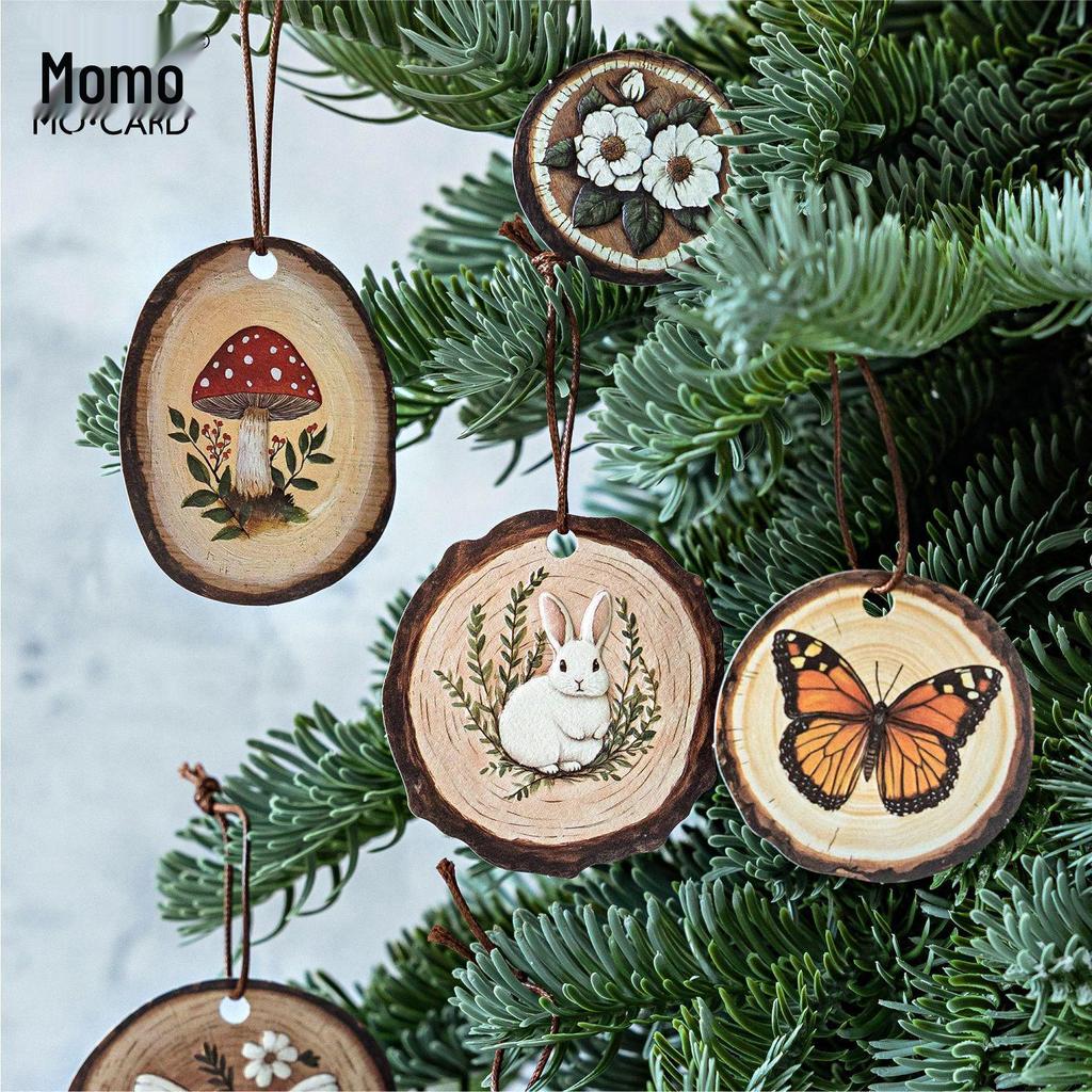 Mò Mò Wood Grain Embossed Stickers: Retro Floral Art Series, 6 Styles