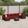 VidaXL Garden Furniture Set with Cushions 8 Pcs Brown Wicker, Outdoor Sofa Set, Garden Corner Sofa, 3308237