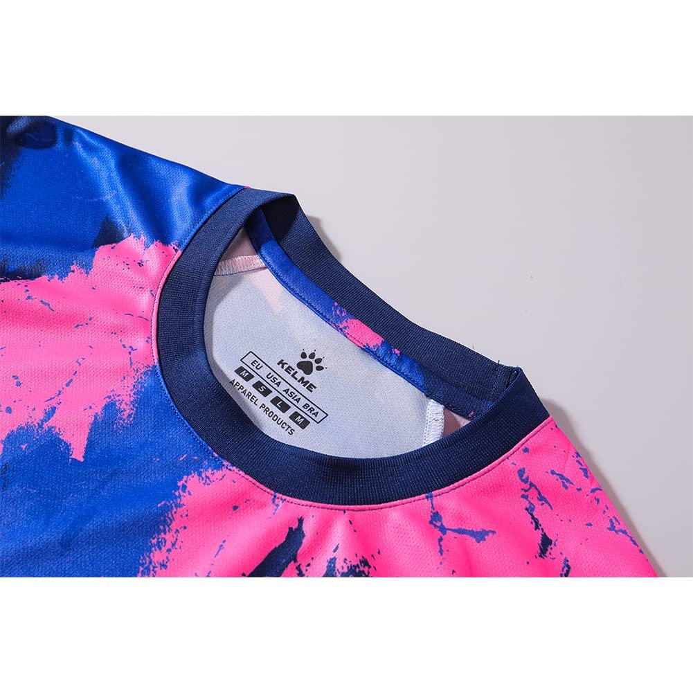 Kelme Men's Soccer Shirt, Game Shirt, Short Sleeve Practice Shirt for Running and Training (Rose Red, 2XL)