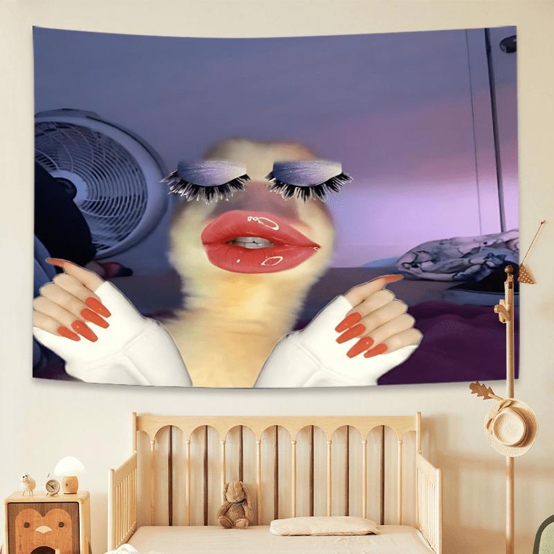 Extra Large Funny Duck Makeup Meme Tapestry Quirky Art Wall Hanging for Home Dorm Decor Photography Backdrop Unique Gift for Fri 74x94cm(29x37in)