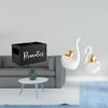 Retro Wooden Remote Organizer And Swan Figurines Set for Table Nightstand Couch Office Bookshelf