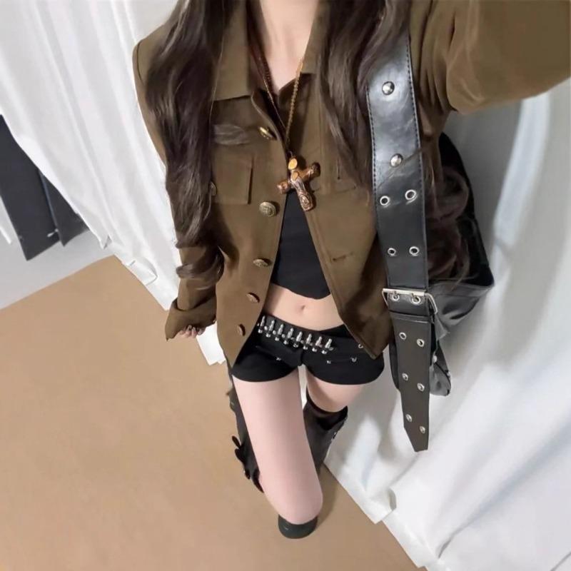 Autumn and winter lapel jacket jacket women, new retro tooling versatile short top