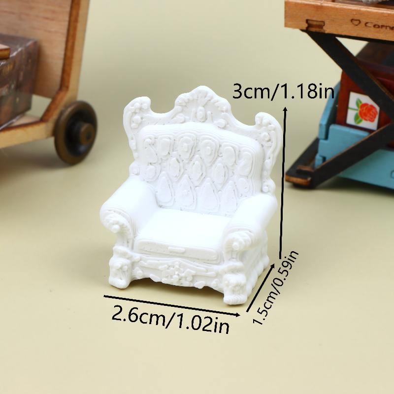 Miniature Sofa Rose Carved Window Frame Ornament Dollhouse Furniture Model Dollhouse Diy Scene Building Decor Pretend Play Toys White sofa