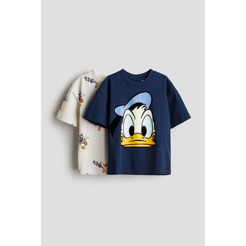 

Детская одежда HM Футболка для мальчиков 2 штуки Лето Новинка Детский забавный принт Милые топы с коротким рукавом 1117525 Dark blue/Donald Duck 130/64((6-8Y))