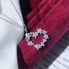 Women Sparkling Floral Heart Pendant Necklace Elegant Openwork Heart Shaped Statement Jewelry for Daily Wear and Gifting