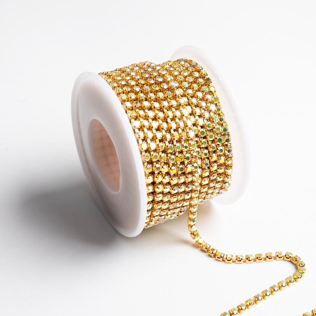 Weichen Boutique Gold Bottom Claw Chain Electrophoresis Ab Encryption Chain Night Flash Diamond Chain Diy Clothing Accessories Chain